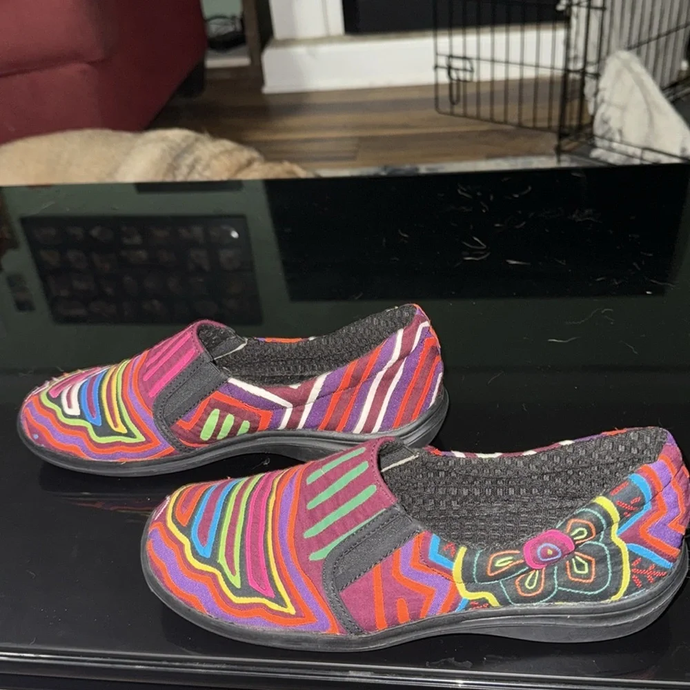 MOLAS4U Colorful Kuna Molas Art Vegan Flats Slip-on Shoes NWOB Size 9 UK 39